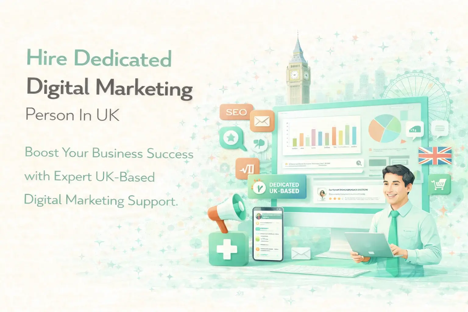 Hire Dedicated Digital Marketing Person Illustration