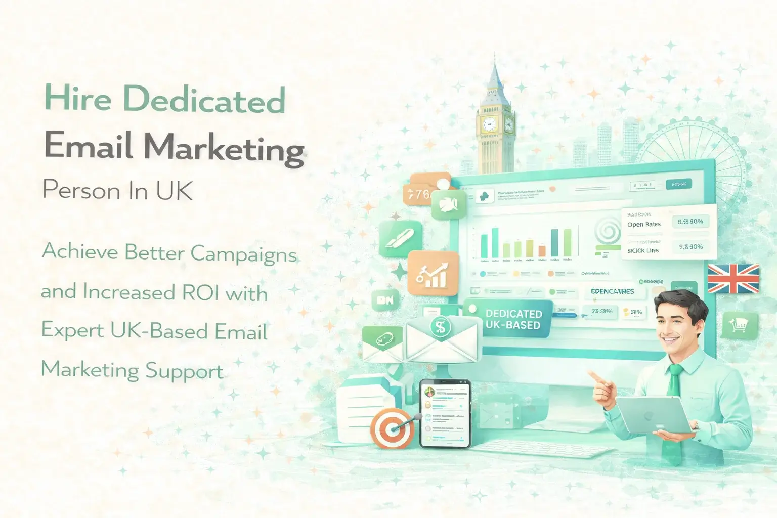 Hire Dedicated Email Marketing Person Illustration