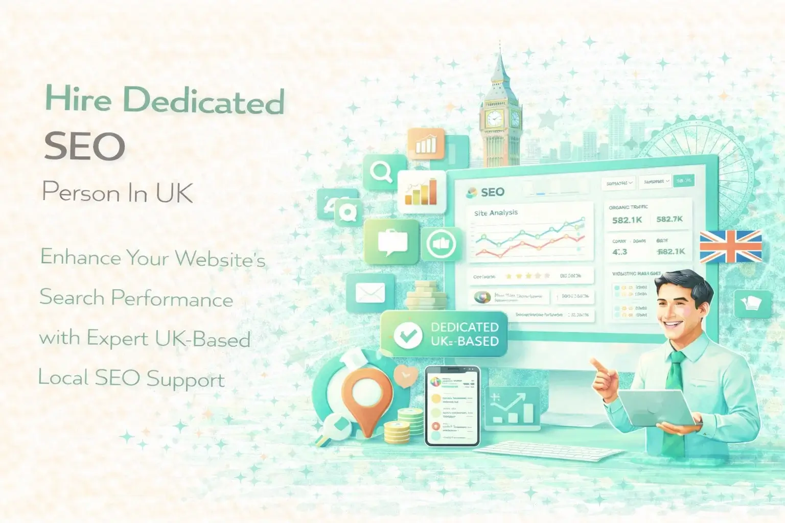 Hire Dedicated SEO Person Illustration