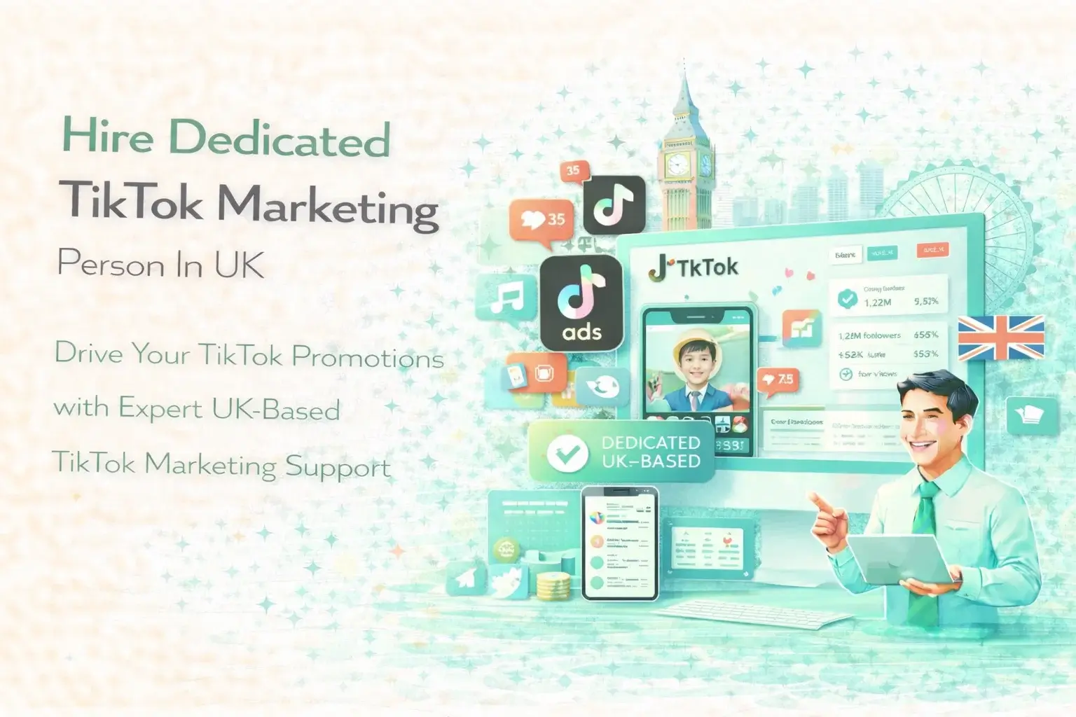 Hire Dedicated TikTok Marketing Expert Illustration