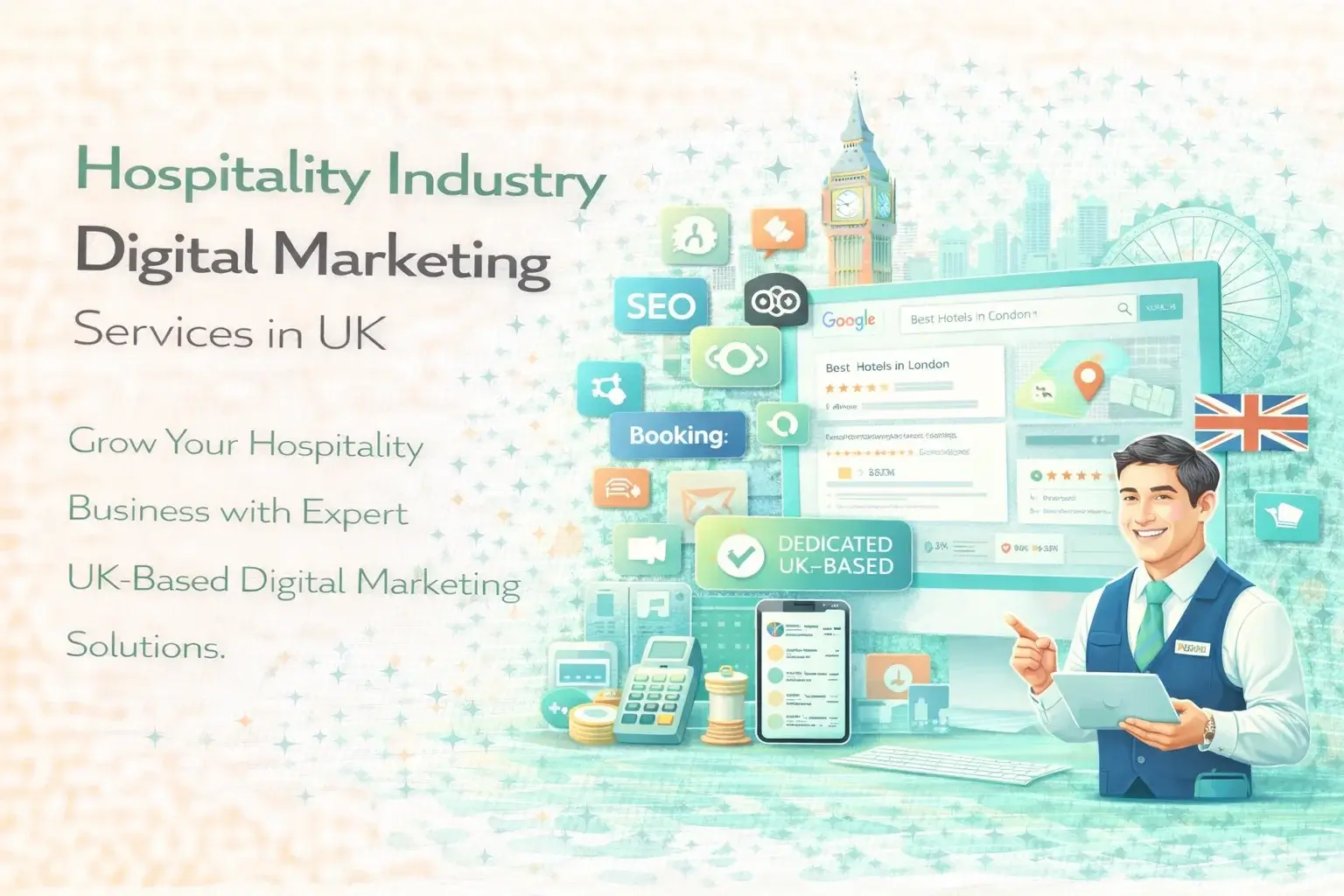 Hospitality Digital Marketing Illustration