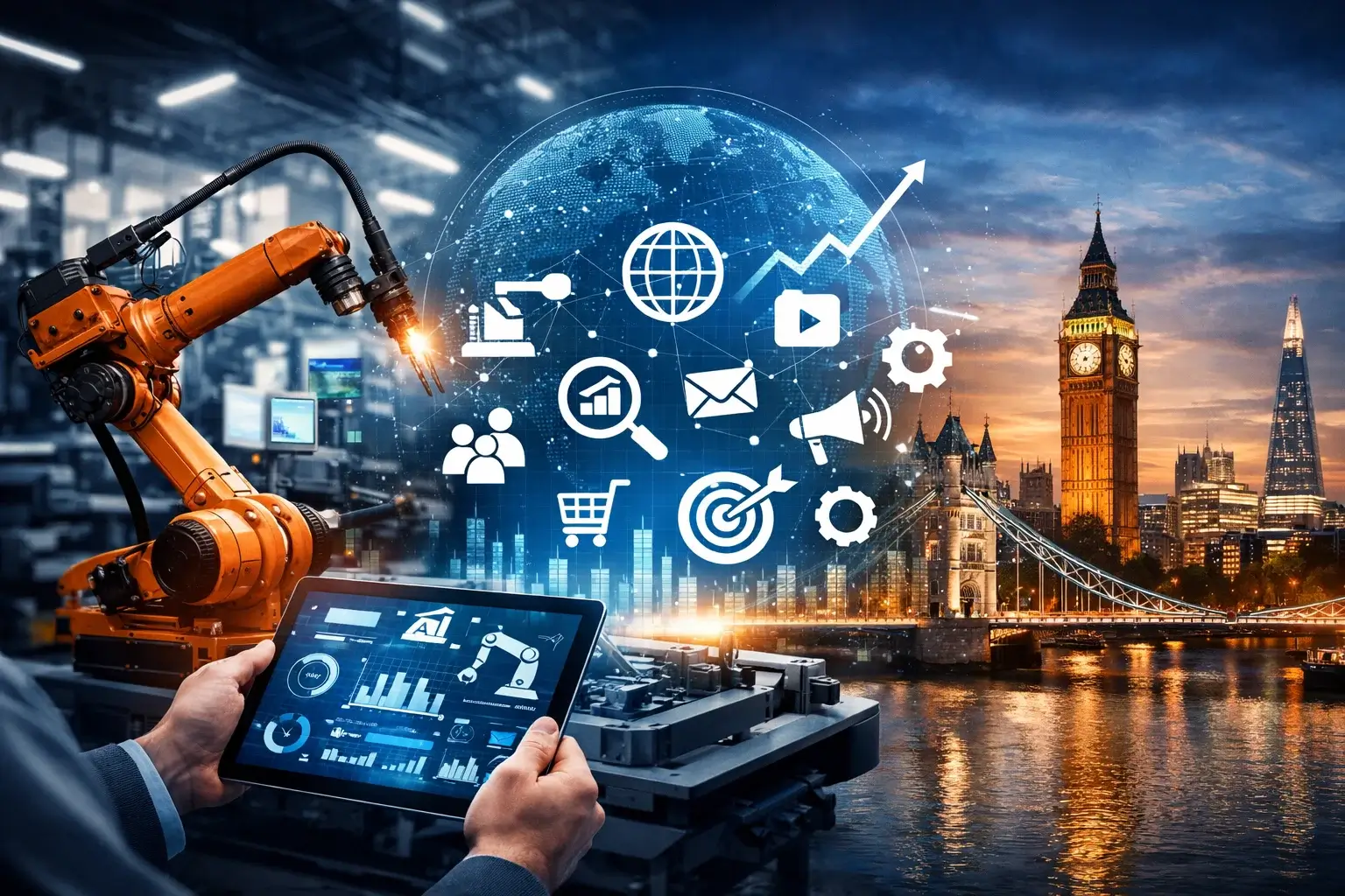 Manufacturing Industry Digital Marketing Illustration