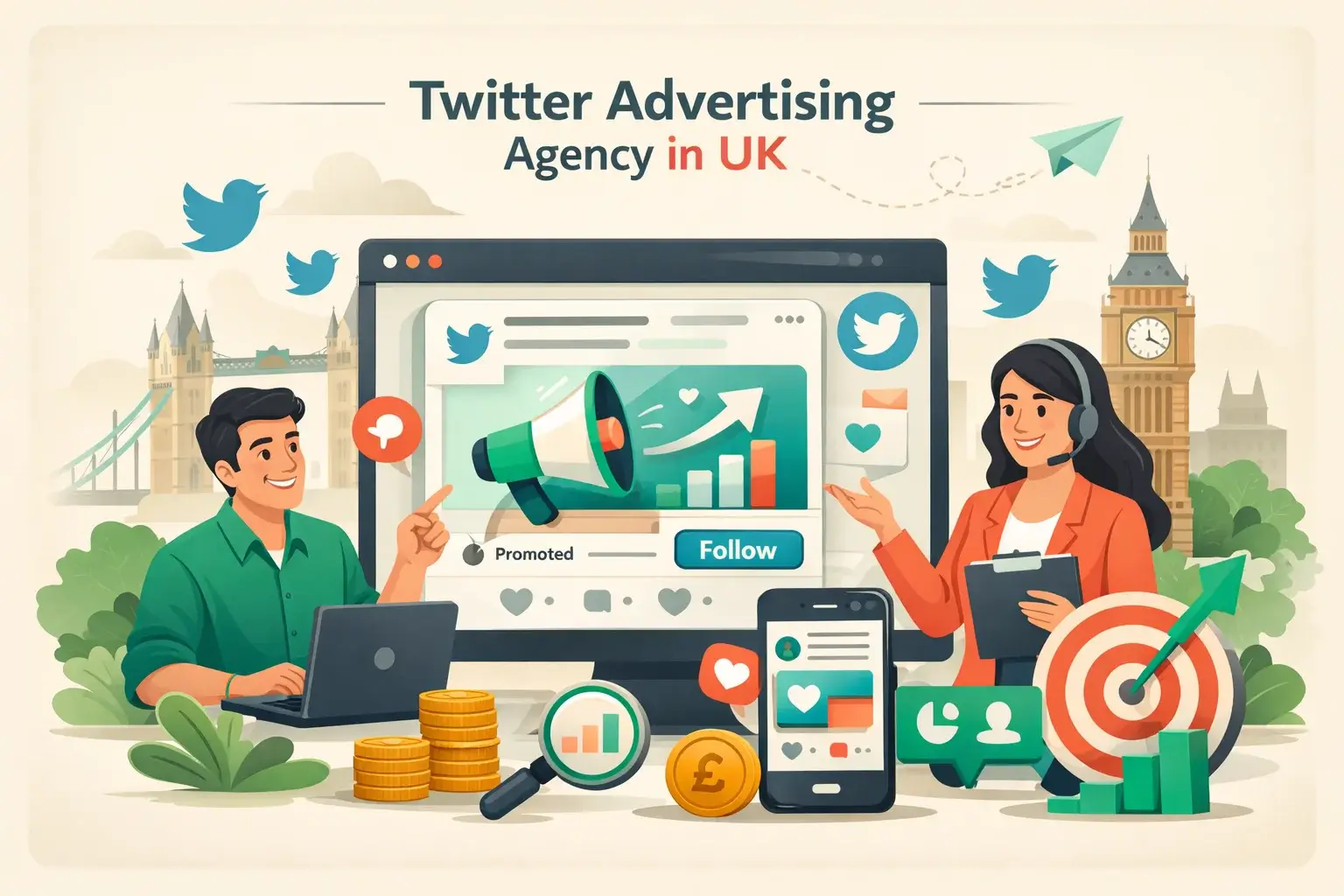 Twitter Advertising Illustration